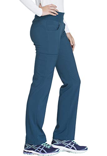 Cherokee Iflex Scrubs for Women, Calça de uniforme médico de malha inspirada em ioga CK002, Azul Car