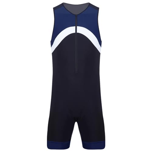ranrann Maillot de Bain Homme 1 Pièce Combinaison Natation Combishort Surf Plage Piscine Sport Swimwear M-4XL Bleu Marine L – vue 3