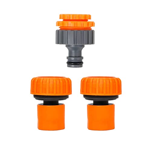 HOKIPO 3 in 1 Tap Adapter and 1" Garden Hose Quick Connector for Kitchen Gardening Car Washing Cleaning - Set of 3 (NEW-3719 + 3713 * 2)