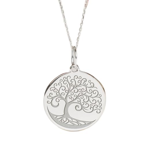 Collier Arbre de Vie argent 925 chaîne 45,7 cm pendentif gravé unisexe 24 mm