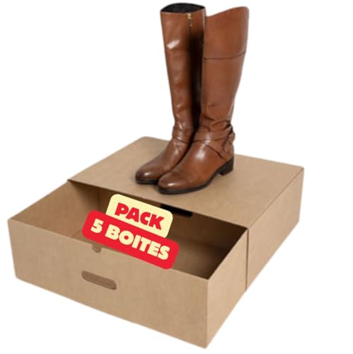 Générique 5 Boîtes à Chaussures en Carton Recyclé Tiroir Coulissant | Rangement Élégant, Empilable & Écologique | Chaussures Basses, Montantes & Hautes...