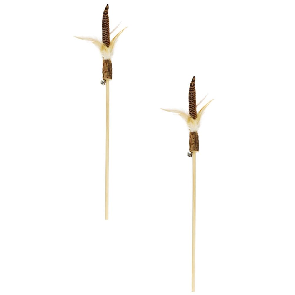 Generic2 Pcs cat teaser cat rod toy plaything pet cat toy interactive cat wand Cat Wand Toy Cat Fishing Pole Toy cat scratching toy indoor toys cat teasing toy kitten wooden mint stick