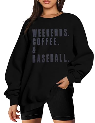UNIQUEONE Baseball Mom Sweatshirt Women Weekends Coffee And Baseball Sweatshirt