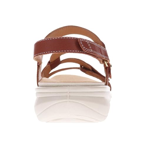 Image of Revere Emerald 3 Women's Sandals - Premium Soft Leather, Adjustable Straps & Contoured Footbed - Orthotic Arch Support for Stylish Comfort & All-Day Wear Cognac 7-7.5 W US