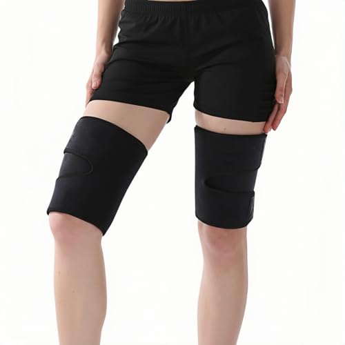 Adjustable Thigh Brace Support, Hamstring & Quadriceps Support for Muscle Pain, Sports Recovery, Unisex Breathable Neoprene Compression Sleeve, Non-Slip Thigh Wrap for Men & Women (M)