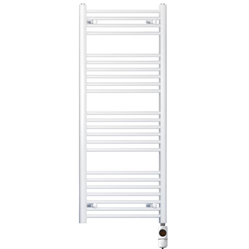 550mm Wide White Electric Bathroom Towel Rail Radiator Heater With AF Thermostatic Electric Element UK Pre-Filled (550 x 1200 mm)