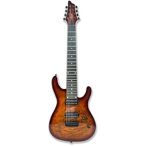Gstyle 8 String Electric Guitar Burl poplar veener top okoume Wood Body Bolt On Maple Neck Poplar Wood Body (Right-handed) (ES-800) Cover