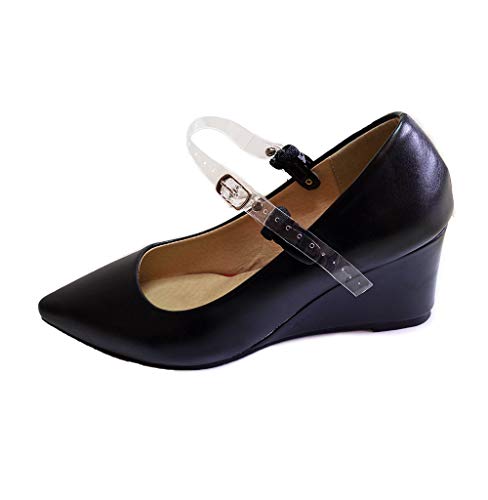 Detachable Shoe Straps ShooStraps - to Hold Loose high Heeled Shoes, Wedges and Flats (Double Transparent Clip Black) - Thumbnail 7