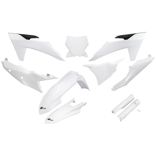 UFO Plast Full Plastic Kit White Compatible with KTM 125 SX/125 XC/250 SX/250 SX-F/250 XC/250 XC-F/300 SX/300 XC/350SX-F/350 XC-F/450 SX-F/450 XC-F 2023-2024