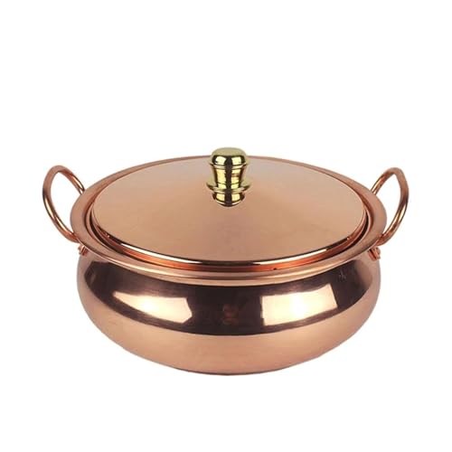 Olla de sopa hecha a mano, olla de cobre con tapa, apta para vitrocerámica, gas e inducción