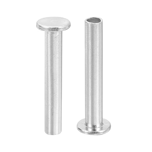 QUARKZMAN 50 Stück Halbhohlnieten, 5mm x 32mm Aluminium Flachkopf Halbhohle Nieten für Industrie Haushaltsreparatur Befestigung, Silber
