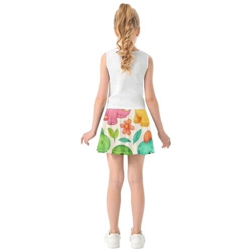 Flowy Girls Skorts Athletic Shorts Skirts with Shorts Butterfly Skirt Cute Dinosaurs Colorful Flowers 4t4