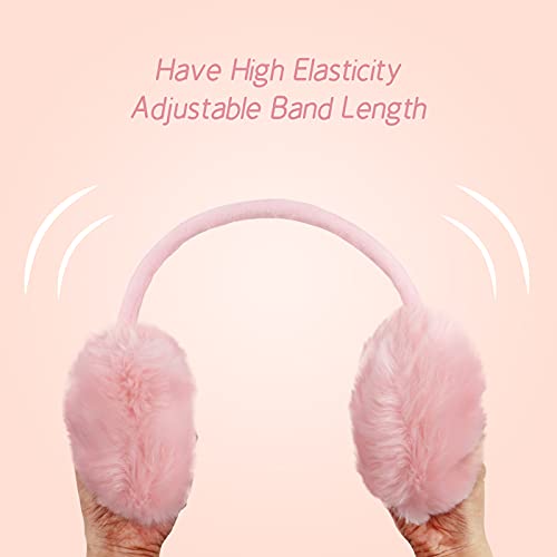 Poximi Women Winter Earmuffs Girl Ski Adjustable Ear Covers For Kid Cute Bow Ear Warmer Outdoor Earmuff Fleece Lining (C-Pink, One Size) #TOP2