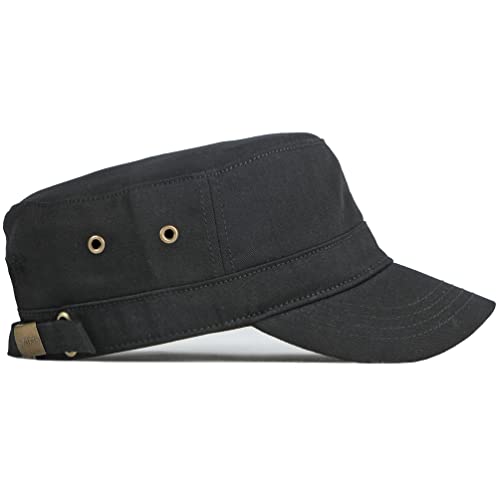 Image of 2 Pack Men's Cotton Military Caps Cadet Army Caps Vintage Flat Top Cap