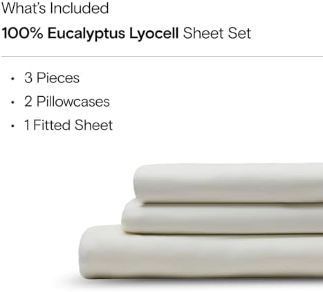 Sijo AiryWeight Tencel Sheet Set, 100% Lyocell Derived from Eucalyptus, Buttery Soft, Architectural Digest 2022 Best Cooling Sheets Winner - 3pc - 2 Pillowcases 1 Fitted (Ivory, Full)