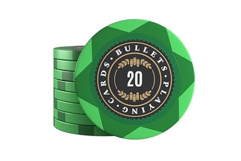 Bullets Playing Cards, 25 x Clay Poker Chips Adriana do zestawu do pokera, różne wartości, średnica 4 cm, waga 14 g (20 sztuk)