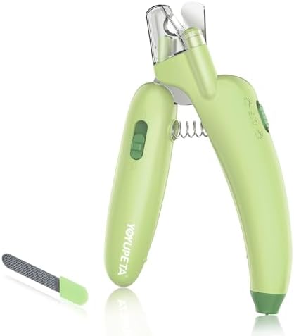 YOYUPETA Dog Nail Clippers with LED Light & Nail File – Professional at-Home Pet Grooming Kit, Razor-Sharp Claw Trimmer & Built-in File for Safe, Stress-Free Trimming on Dogs Cats. Green