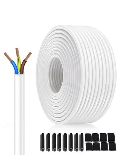 Cable Eléctrico Blanco 50 Metros H05VV-F 3x0,75mm² - Conductor de cobre multifilar-Free para Cargadores y Pequeños Electrodomésticos
