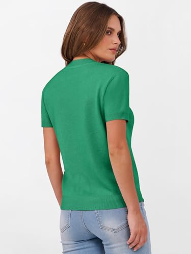 Image of ANRABESS Womens Short Sleeve Sweaters Wool Blend Crew Neck Sweater Shirts Business Casual Work Tops 2026 Summer Outfits