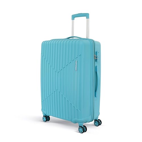 KAMILIANT by American Tourister Savvy|Trolley Bag Check-in Medium Size (70 cms) for Travel| Hard Case Polypropylene (PP) Suitcase|360° 8-Wheel Spinner Luggage Trolley|Combination Lock|Sea Blue