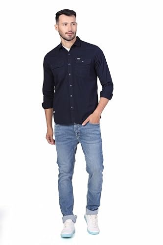 Image of Men's Cotton Twill Utility Shirt | Full Sleeve Button-Down Casual Shirt | Dual Chest Pockets | Comfortable Regular Fit | Everyday Wear