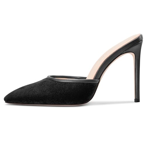 Saekcted Womens Heeled Mules Stiletto High Heel Sandals Pointed Toe Pumps Slip-on Slingback Casual Dress 3.9 Inches Heels