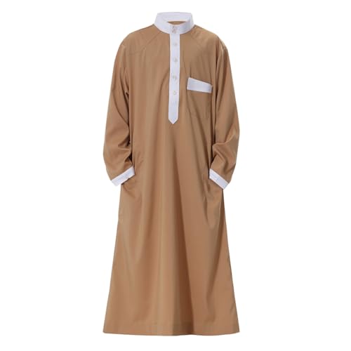 Arabic Thobe for Muslim Boys Eid Outfit Long Sleeve Kaftan Kids Prayer Dress Boys Muslim Thobe Ramadan Islamic Clothing