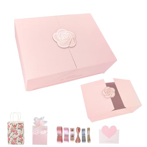 Elegant Small Pink Gift Box For Women With Lid & Accessories