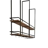 Pflanzenständer Industrielles Weinregal zur Wandmontage，2-stöckiges Flaschenregal aus Metall mit Aufhänger，Multifunktionales Aufbewahrungsdisplay aus schwarzem Glas