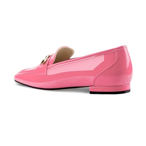 Image of Oh Mispares Womens Loafers Square Toe Low Heel Penny Loafers Fashion Comfortable Slip on Flats Casual Dressy Shoes for Women Work Office Patent Leather