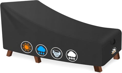 Zettum 200 cm Abdeckung für Sonnenliege, 600D Oxford PU Beschichtung Gartenliege Abdeckung, Wasserdicht und UV-beständige Abdeckhauben für liegen, Liegestuhl abdeckplane (203 X 81 X 81 cm)