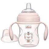 Chicco Transition Sippy Cup for Babies 4+ Months, 7oz Training Cup with Soft Silicone Spout, Easy Grip Removable Handles, Measurement Markings, BPA Free, Blush