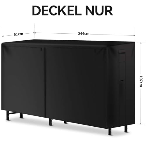 Amagabeli 2, 4 m Kaminholzregal Abdeckung aussen Wetterbeständig Wasserdicht 600D Oxford- Gewebe Kaminholz- Halter für Brennholz- Lagerabdeckungen mit PVC- Unterlage Schwarz-2