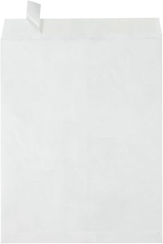 LUXPaper Sobres Tyvek de extremo abierto, despegar y prensar, 11 1/2 pulgadas x 14 1/2 pulgadas, blanco, 14 libras, texto | 50 unidades