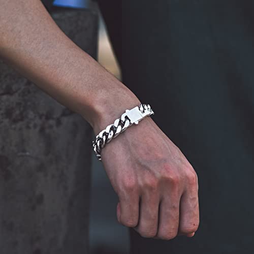 Richsteel Men's 316L Stainless Steel Link Chain Miami Cuban Bracelet #TOP1