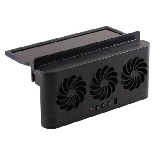 Car Solar Powered Exhaust Fan, White Solar Power Car Exhaust Fan w/3 Air Outlet, Car Solar Powered Exhaust Fan, Window Mount Car Radiator Cooling Fan for Car, for General Types (White)