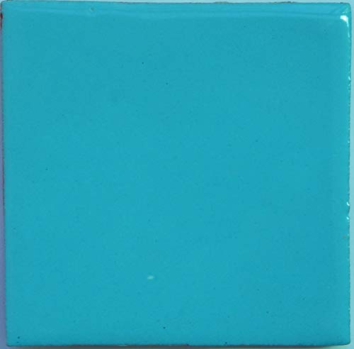Mexican Tile Solid Turquoise Color Talavera Mexican Hand Painted Tiles Box Of 100 Pieces S024 #TOP4