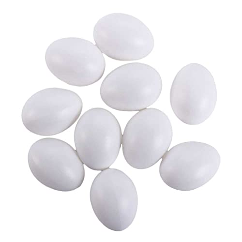 Ovos artificiais de plástico falso, 10 unidades, ovos falsos de galinha, gansos de pato, brinquedo para pintar por si mesmo (branco)