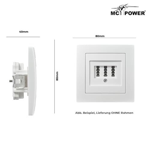 McPower TAE-NFN-Anschlussdose | Flair | 3x 6-polig, Unterputz, IP20, für Telefoninstallation, ideal für Haushalte und Büros, weiß