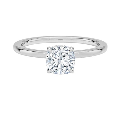 1-5 CT Cushion Moissanite Engagement Ring 10K 14K 18K Solid White Gold & 925 Sterling Silver Solitaire Engagement Ring Promise Bridal Ring Christmas gift for Women(1ct, Cushion)