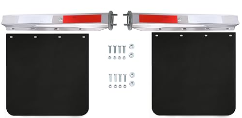 Image of 2 1 /2 inch Straight Mud Flaps Hangers Set for Semi Truck Stainless Steel Mudflap Hangers with 1 /5 inch Thick 24 inchx24 inch Mudflaps