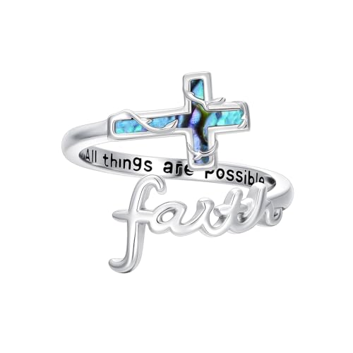 Bague croix de foi en argent 925 ajustable bijou chrétien ouvert