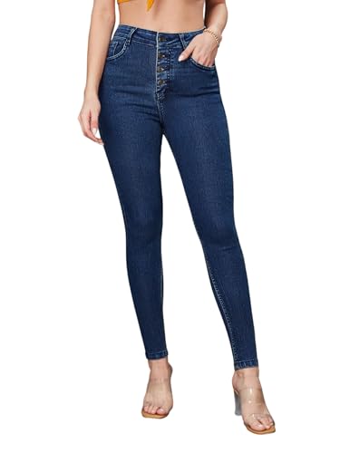 Jean en denim taille haute galbant Miss Chase élance la silhouette