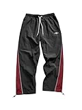SOLY HUX Men's Parachute Track Pants Baggy Sweatpants Casual Workout Athletic Joggers with Pockets Black Red Multi Large