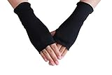 WomeWell Women Solid Color Sun Block Fingerless Wrist Length Driving Gloves Black