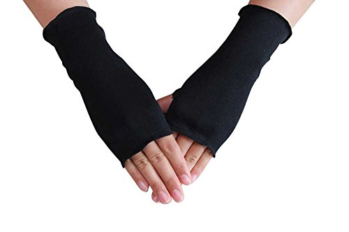 WomeWell Women Solid Color Sun Block Fingerless Wrist Length Driving Gloves Black