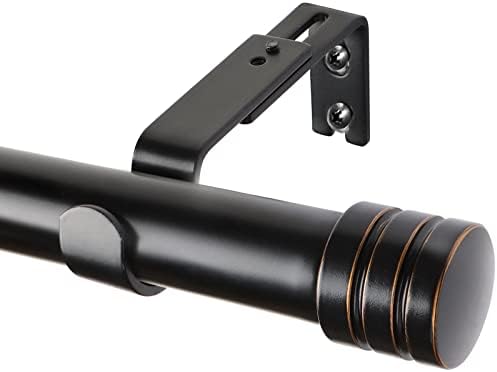 KAMANINA 1 Inch Curtain Rod 30 to 117 Inch(2.5-9.6ft) Black Single Curtain Rods for Windows 85 to 113 Inches, Splicing Adjustable Drapery Rod with Cap End
