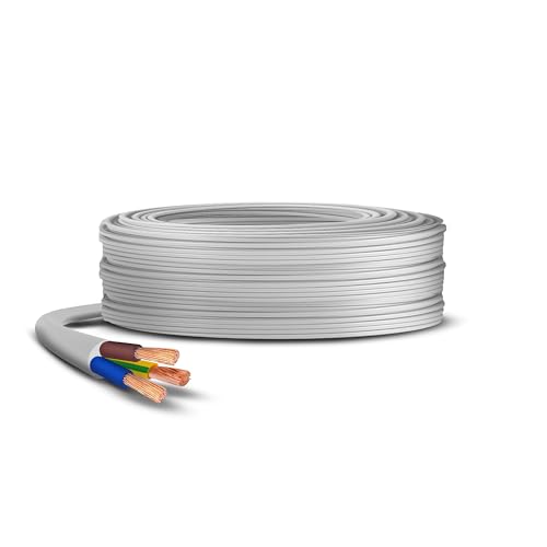 Primes DIY 3 Core Round White Flex Flexible Cable, stranded electrical copper wire, Insulated Flexible PVC Wire, Stranded Wire High Temperature Resistance, 3182Y BASEC Approved 1mm(10 Meter)