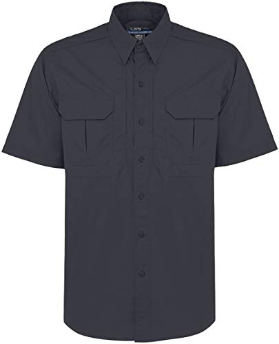 LAPG Men's Tactical Short Sleeve Field Shirt, Uniform Shirts for Men, Lightweight & Comfortable Button Up Shirt - Navy - XLarge