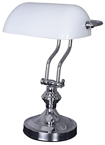 Schreibtischlampe Bankerslampe weiss Silber (ohne Leuchtmittel) Bankerslamp Belle Epoche wie Anno 1900 Tischleuchte xcl116 Palazzo